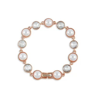 Goldtone, Faux Pearl & Crystal Bracelet