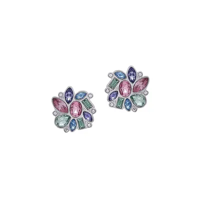 Boutons d'oreilles argentés avec cristaux Candied Florals