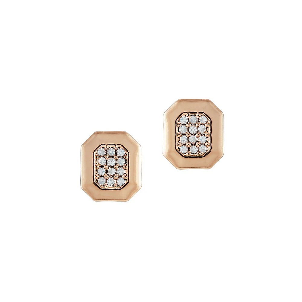 Goldtone & Crystal Stud Earrings