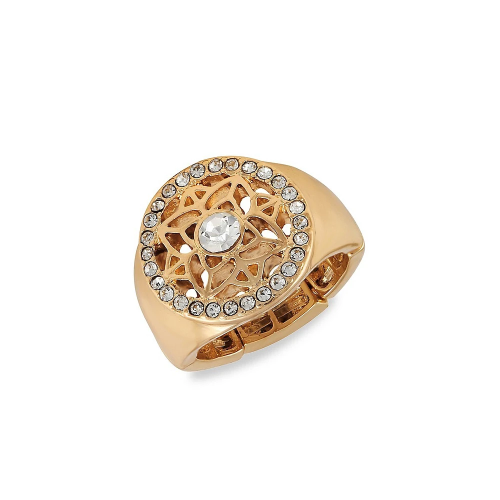 Essentials Goldtone & Crystals Ring