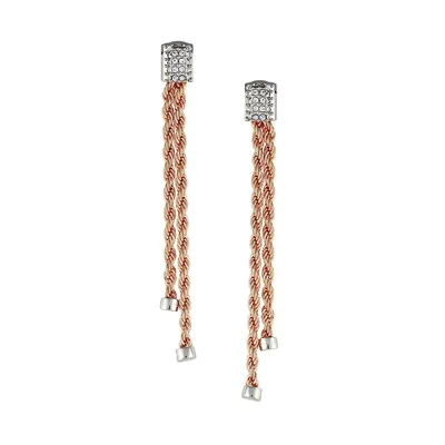 Timeless Metals Goldtone & Crystal Linear Rope Earrings