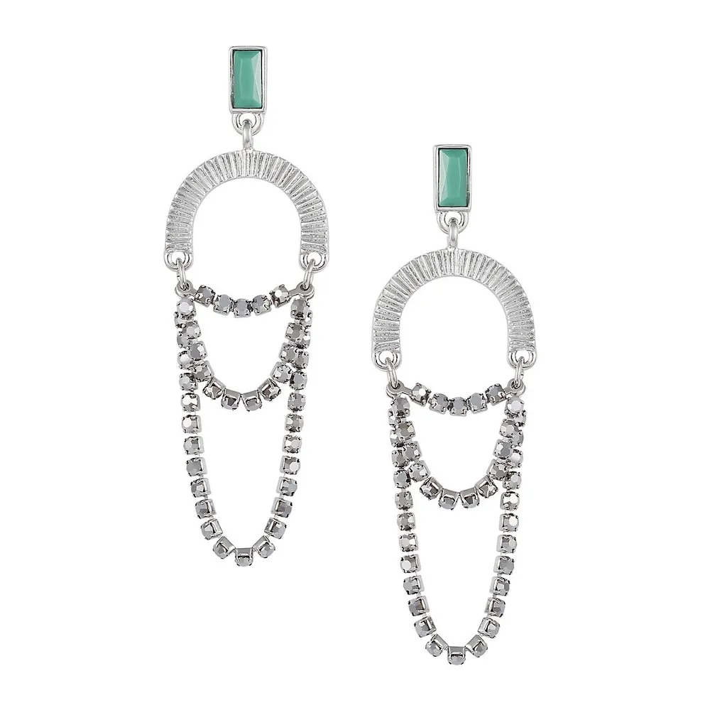 Mystical Indulgence Silvertone & Crystal Swag Layered Earrings