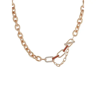 Elevated Logo Goldtone & Ginger Cable Chain Necklace