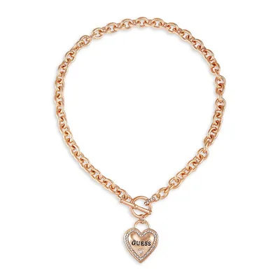 My Sparkly Valentine Goldtone Heart Toggle Pendant Necklace