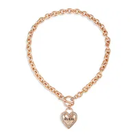 My Sparkly Valentine Goldtone Heart Toggle Pendant Necklace