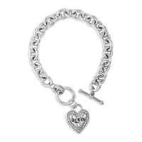 My Sparkly Valentine Silvertone & Crystal Toggle Bracelet