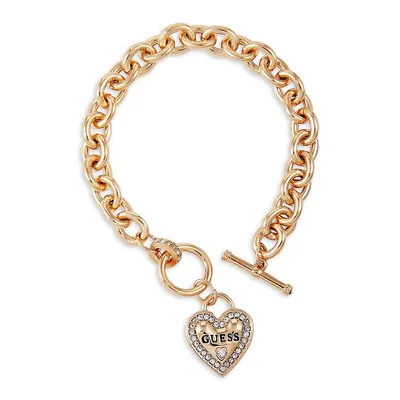 My Sparkly Valentine Goldtone Toggle Bracelet