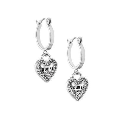 My Sparkly Valentine Silvertone Click-It Hoop Earrings