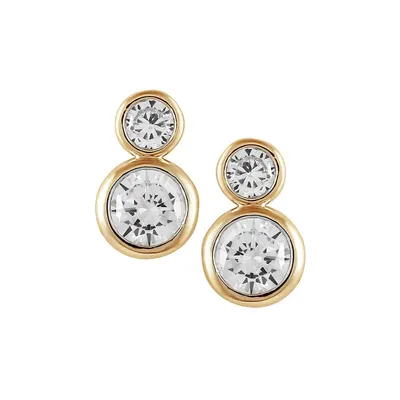 Goldtone & Double Crystal Earrings
