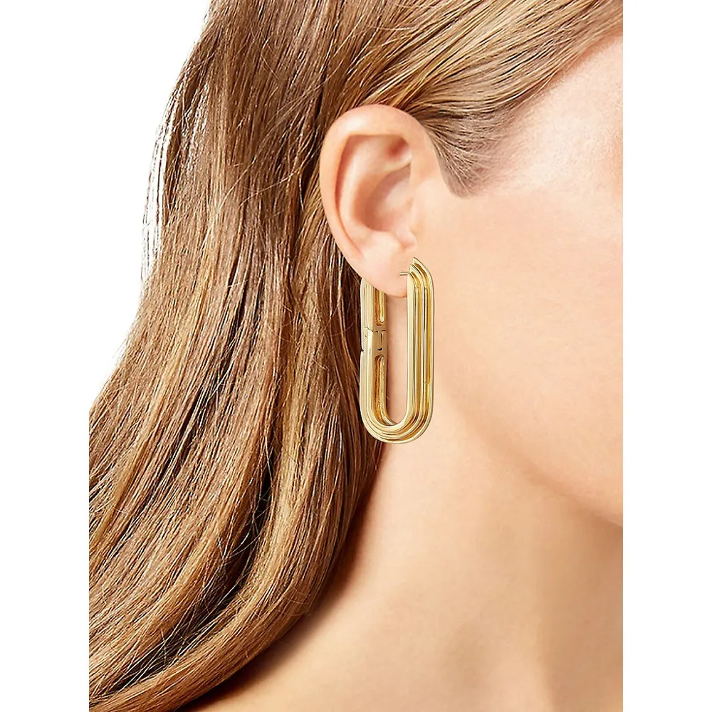Future Basic 14K Goldplated Hinge Hoop Earrings