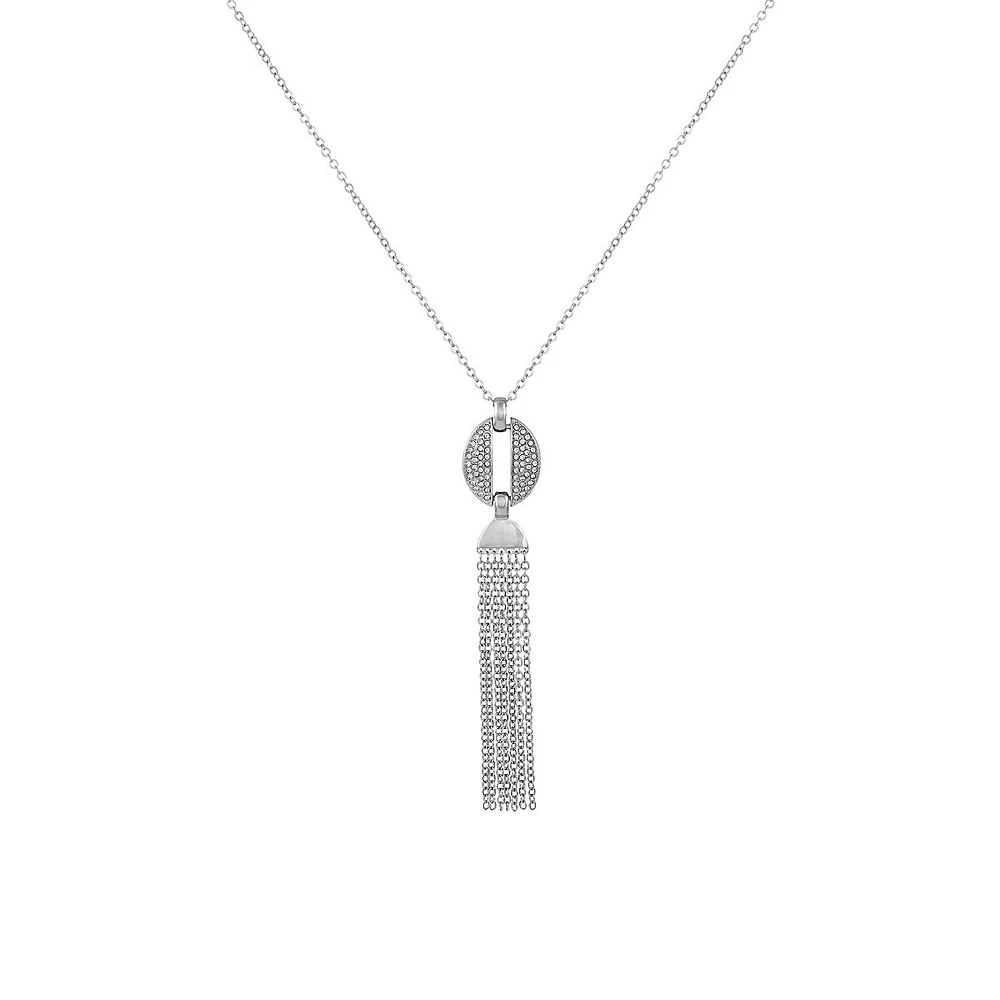 Collier à pendentif ton argent et cristaux Perfectly Pave