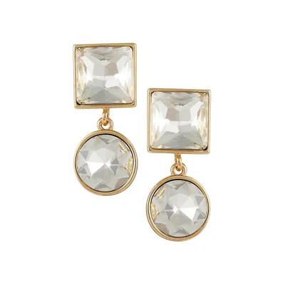 Update Goldtone & Crystal Square Circle Drop Earrings