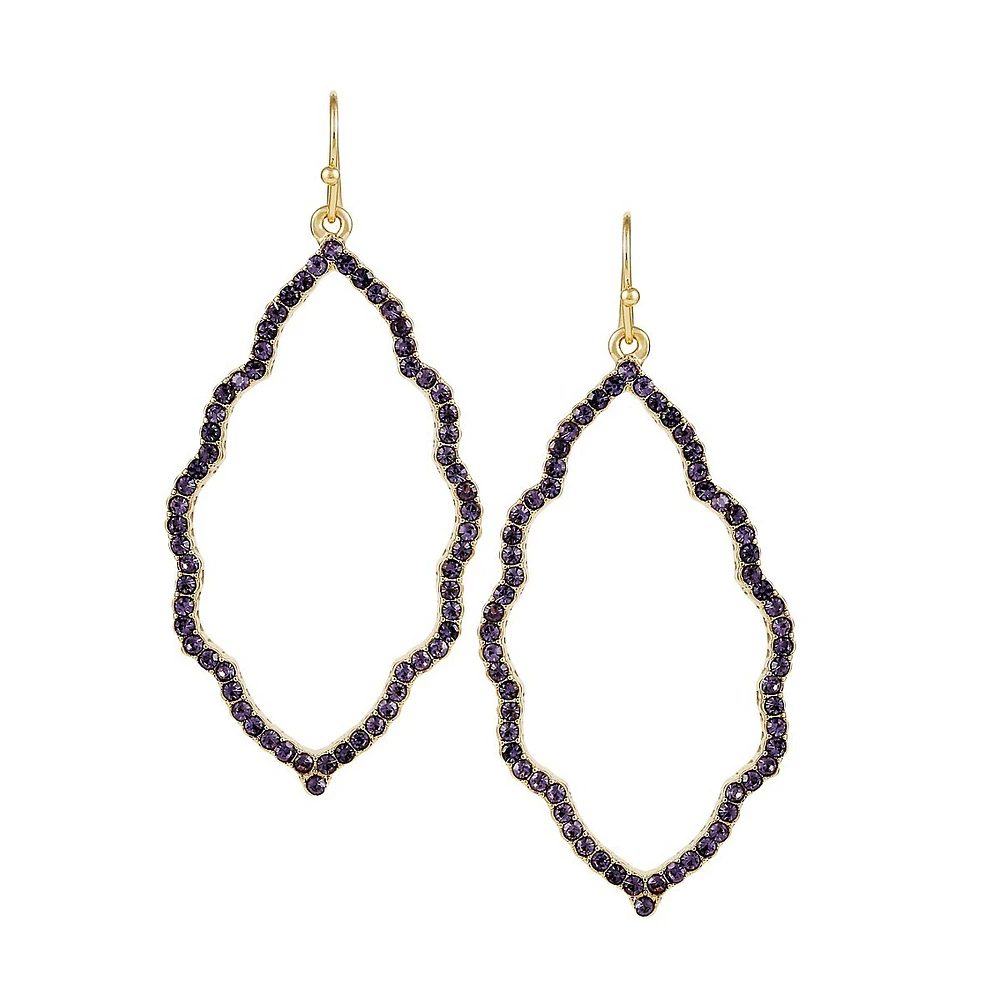 Orchid Opulence Goldtone & Crystal Fishhook Drop Earrings