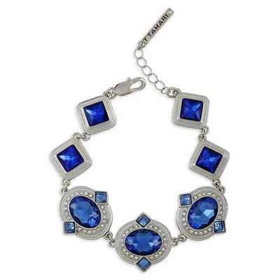 Gemstone Story Silvertone & Crystal Line Bracelet