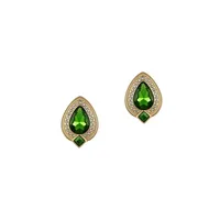 Gemstone Story Goldtone & Emerald Teardrop Stud Earrings