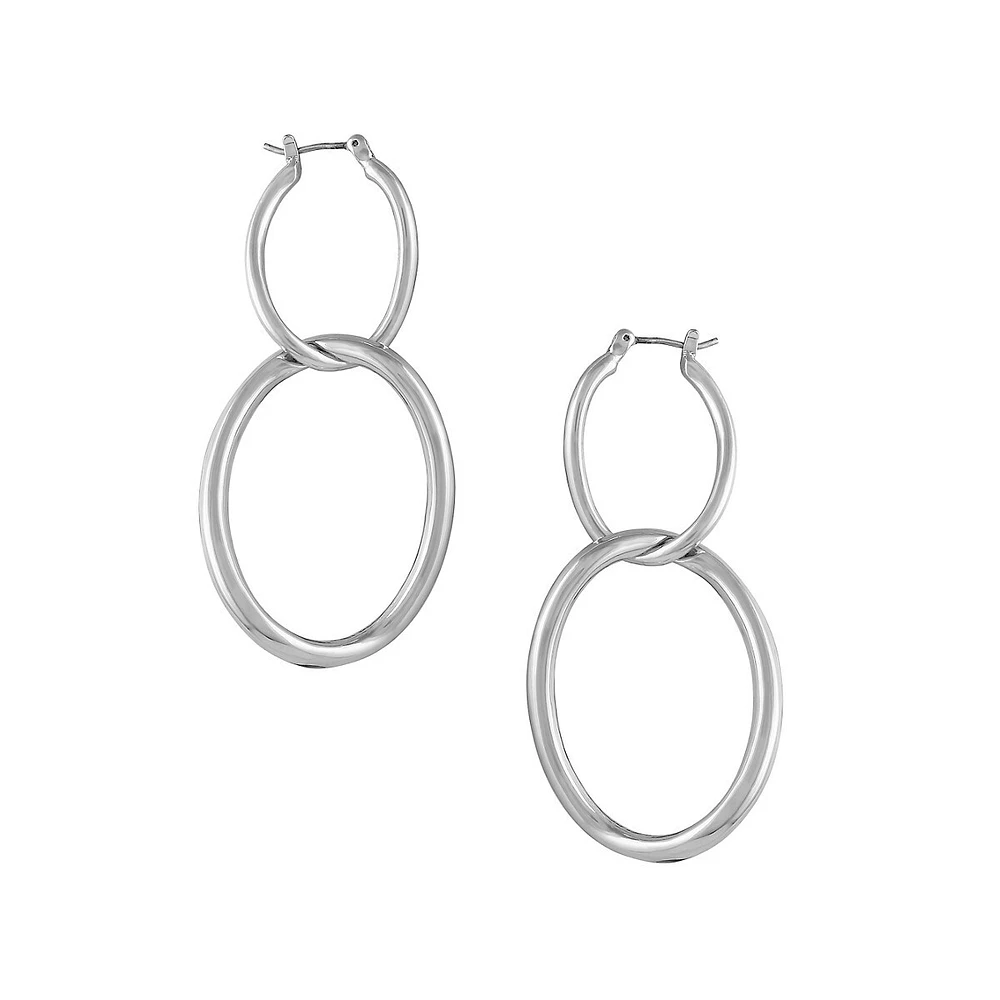 Lovely Links Silvertone Interlocked Hoop Earrings