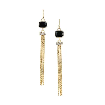 Update Goldtone & Crystal Fishhook Tassel Earrings