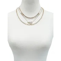 Elevated Celestial Goldtone & Clear Stone Statement Layered Necklace
