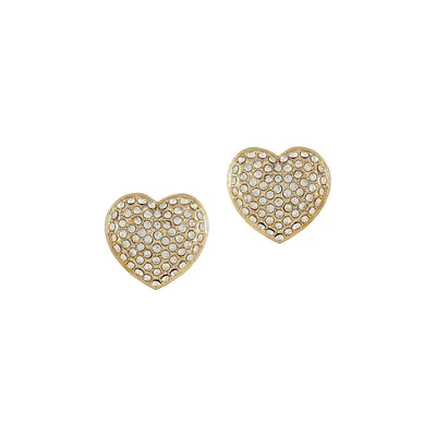 Heartbreaker Goldtone Crystal Button Earrings