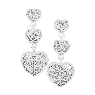 Heartbreaker Silvertone Crystal Charm Drop Earrings