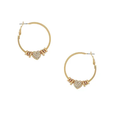 Heartbreaker Goldtone Crystal Hoop Earrings