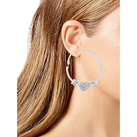 Heartbreaker Silvertone Crystal Statement Hoop Earrings