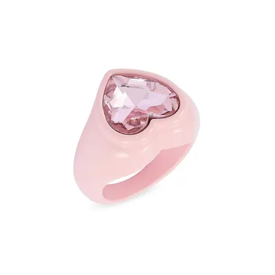 Must Have Hearts Goldtone & Pink Stone Heart Ring