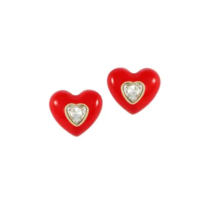 Must Have Hearts Crystal Red Stud Earrings