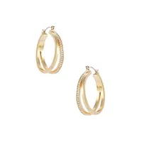 Crystal & Goldtone Hoop Earrings