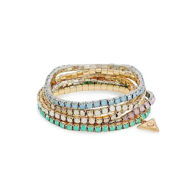 5-Piece Opal Rhinestone Stretch Bracelet Set