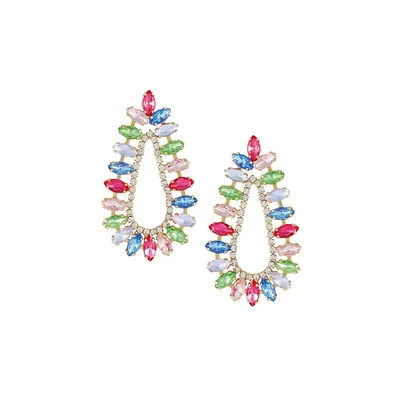 Silvertone Rainbow Crystal Statement Earrings