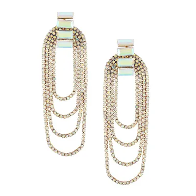 Spring Statement Goldtone Crystal Chain Drop Earrings