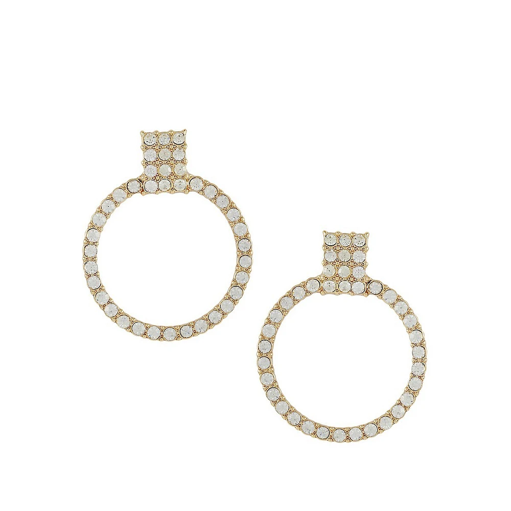 Heartbreaker Goldtone Crystal Statement Hoop Earrings