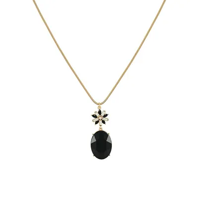 Guilded Garden Goldtone & Black-Jet Crystal Pendant Necklace