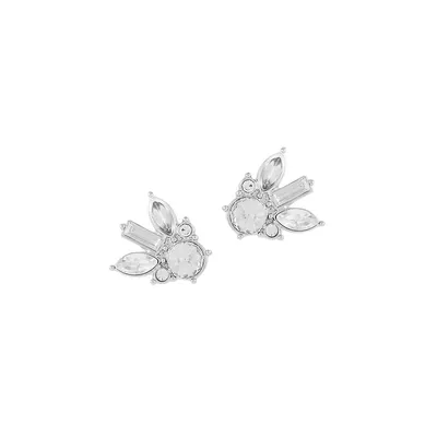 Guilded Garden Silvertone & Crystal Stud Earrings