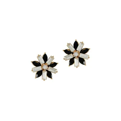 Guilded Garden Goldtone & Crystal Flower Earrings