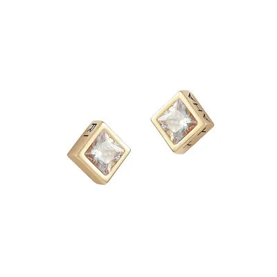 Goldtone & Cubic Zirconia Stud Earrings