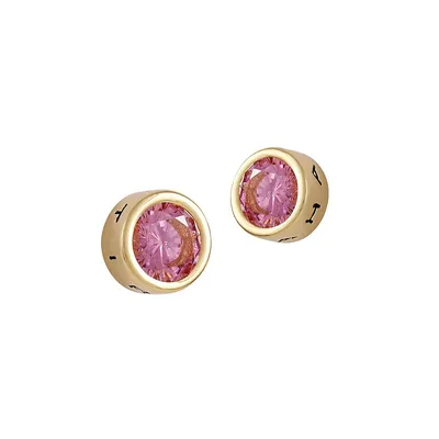 Goldtone & Cubic Zirconia Round Stud Earrings
