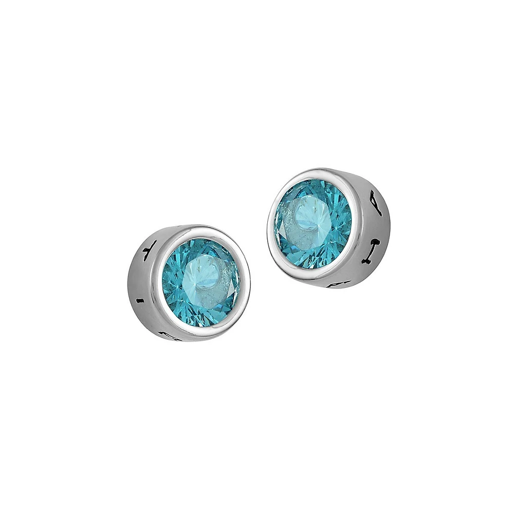 Signature Silvertone Round Cubic Zirconia Stud Earrings