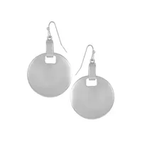 Silvertone Disc Drop Earrings