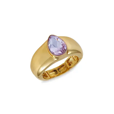 Very Peri Goldtone & Crytsal Ring