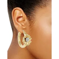 Flower Garden Two-Tone & Crystal Hoop Earrings