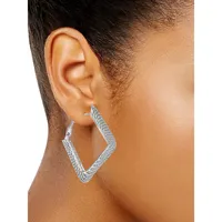 Updated Hoops Silvertone Mesh Geometric Hoop Earrings
