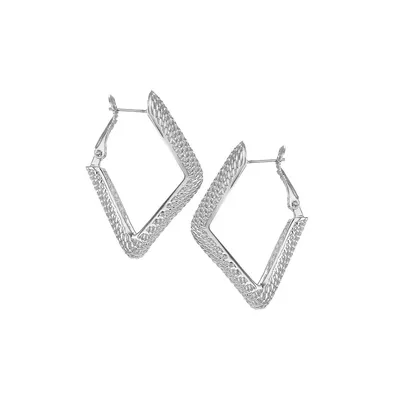 Updated Hoops Silvertone Mesh Geometric Hoop Earrings