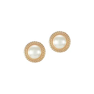 Boucles d'oreilles à pince ton or et cabochon en fausse perle Perfectly Pearl
