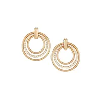 Perfectly Pearl Goldtone & Faux Pearl Front-Facing Hoop Earrings