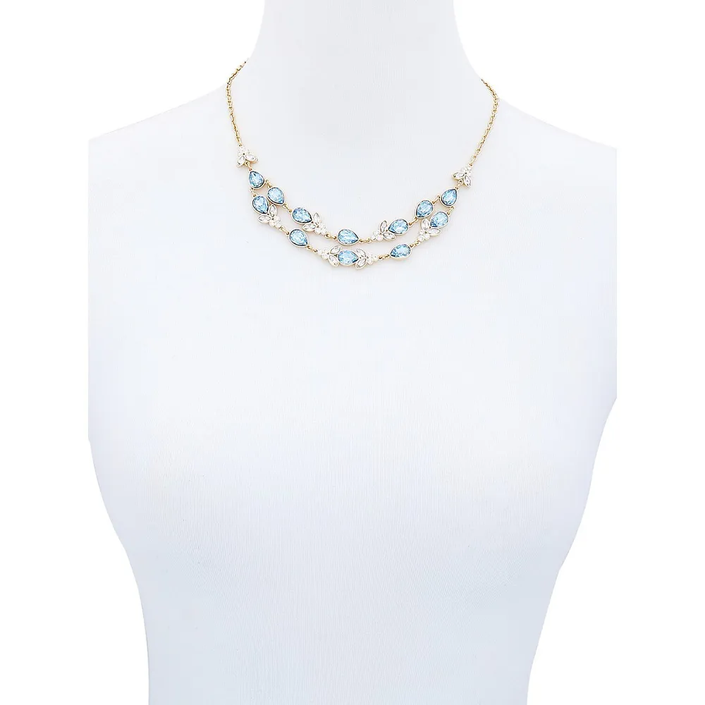 Blue For You Goldtone & Crystal Double-Row Curb Chain Necklace