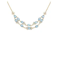 Blue For You Goldtone & Crystal Double-Row Curb Chain Necklace
