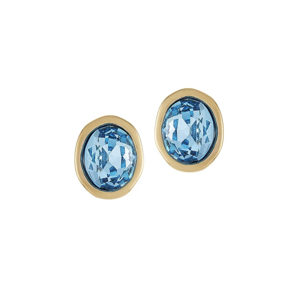 Blue For You Goldtone & Crystal Oval Stud Earrings