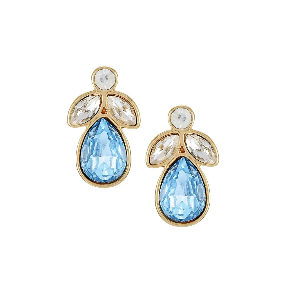 Blue For You Goldtone & Crystal Clip Earrings